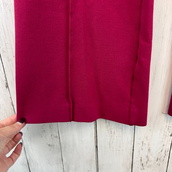 Anthropologie Dark Pink Raspberry The Essential Slim Flare Trousers Pant Size 14 - Picture 5 of 15